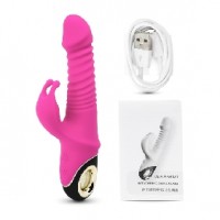 Wiggly Rabbit Vibe, 9 Rabbit Ear Clitoral Vibrating Functions & 5 Thrusting/Wiggling Functions on Shaft, PINK